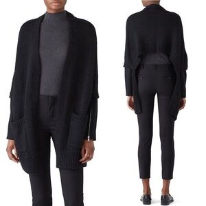 KAUFMANFRANCO Wool Alpaca Chunky Knit Cropped Back Zip Sleeve Cardigan Sweater M